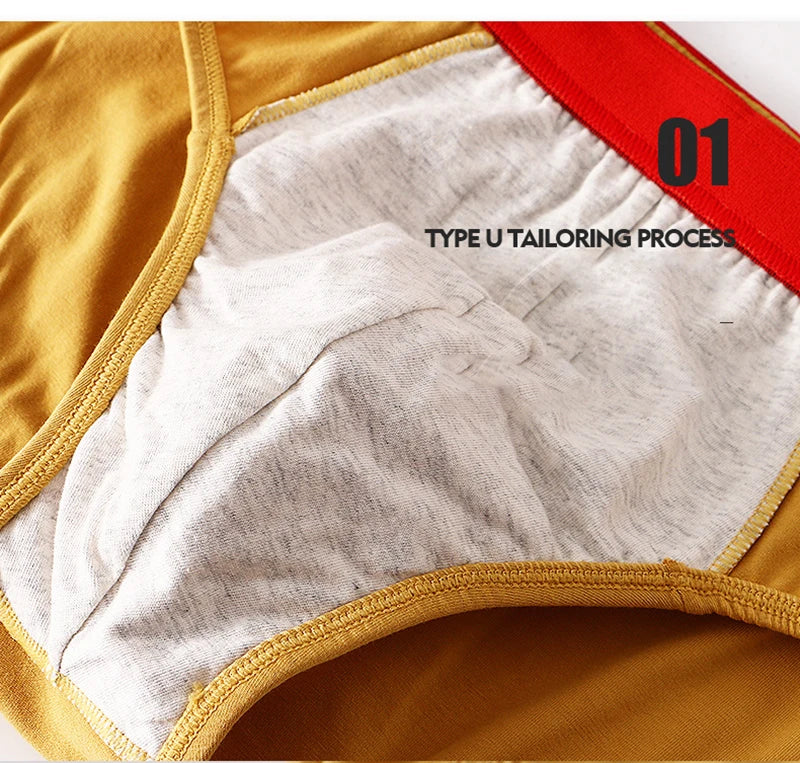 Solid Cotton Briefs Men's Convex Pouch Panties Youth Fashion