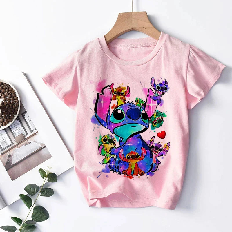 NEW in Kawaii 90s Lilo Stitch Cartoon T Shirt Children Kids