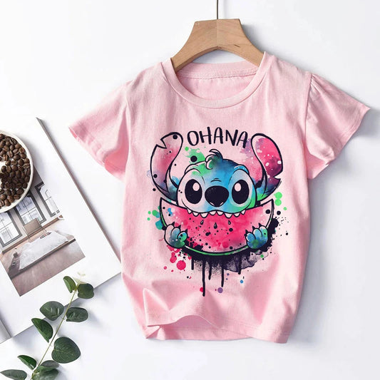 NEW in Kawaii 90s Lilo Stitch Cartoon T Shirt Children Kids