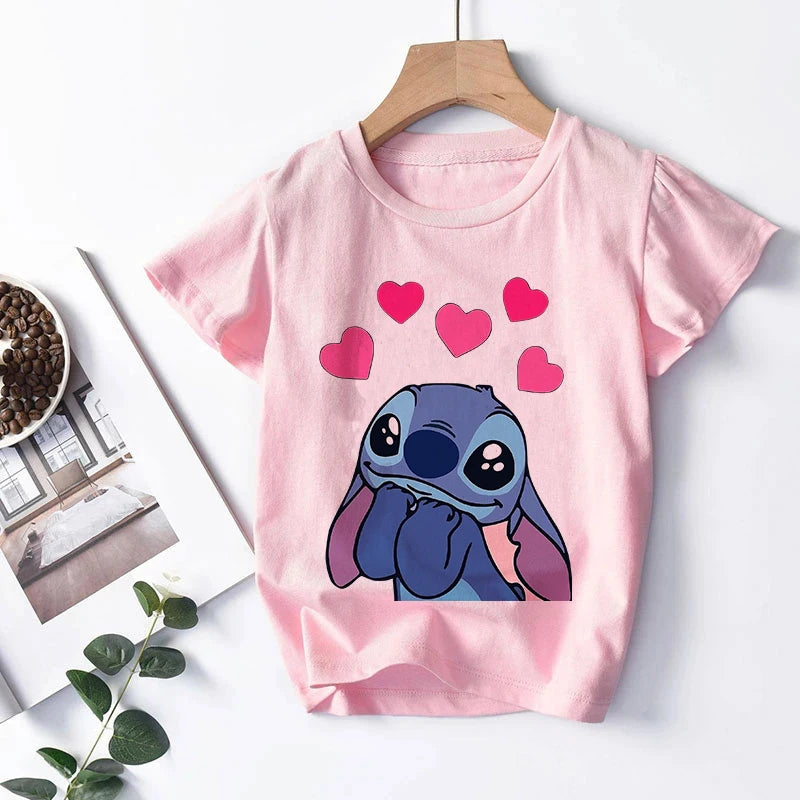 NEW in Kawaii 90s Lilo Stitch Cartoon T Shirt Children Kids