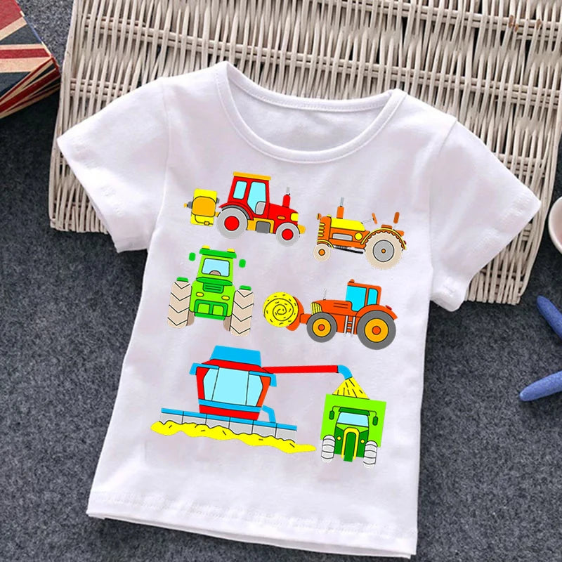 2022 Latest cartoon car tractor T-Shirt Kids Oversized