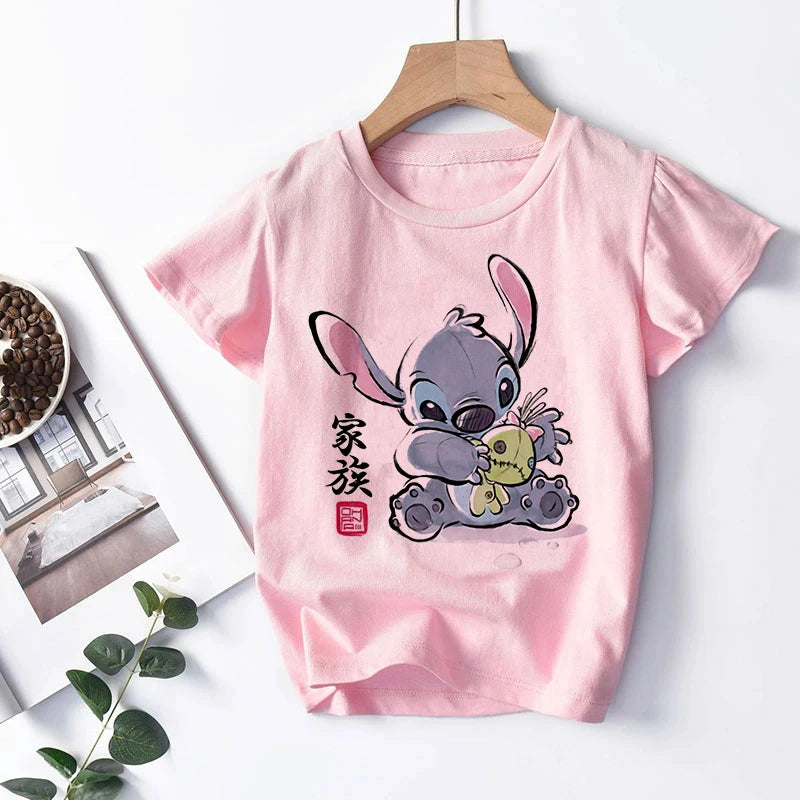 NEW in Kawaii 90s Lilo Stitch Cartoon T Shirt Children Kids