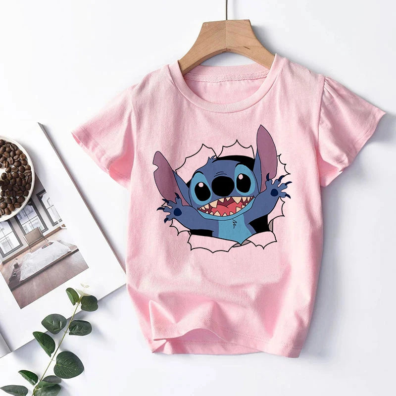 NEW in Kawaii 90s Lilo Stitch Cartoon T Shirt Children Kids