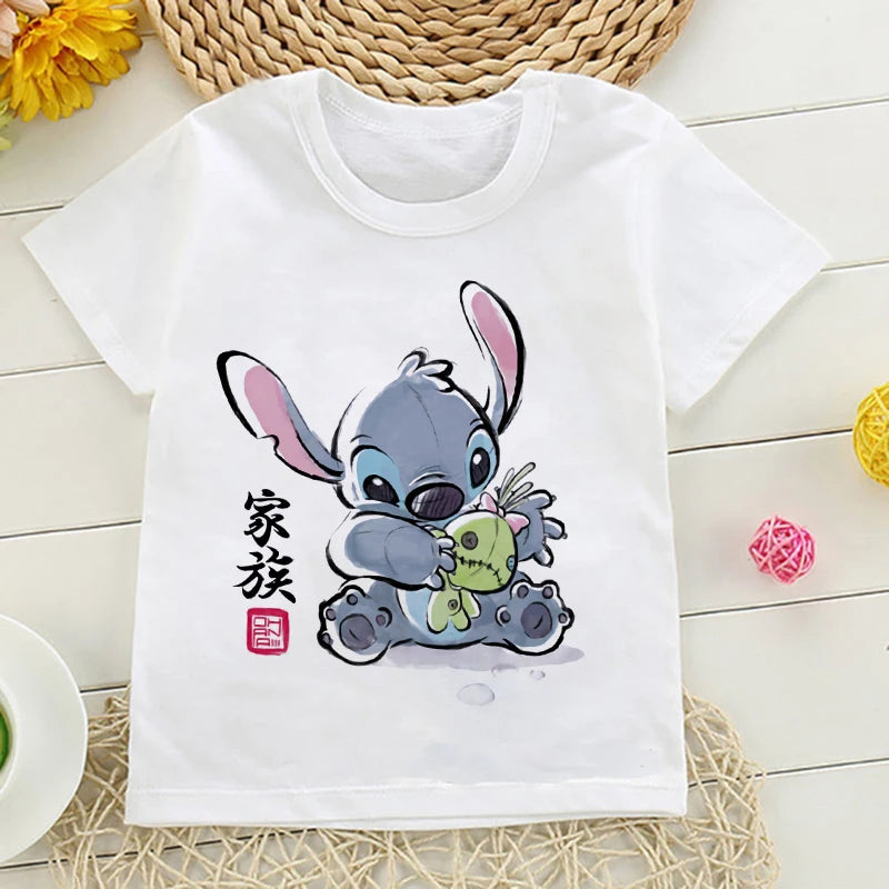 New Clothes Lilo Stitch Cartoon T Shirt Children Kids Stitch