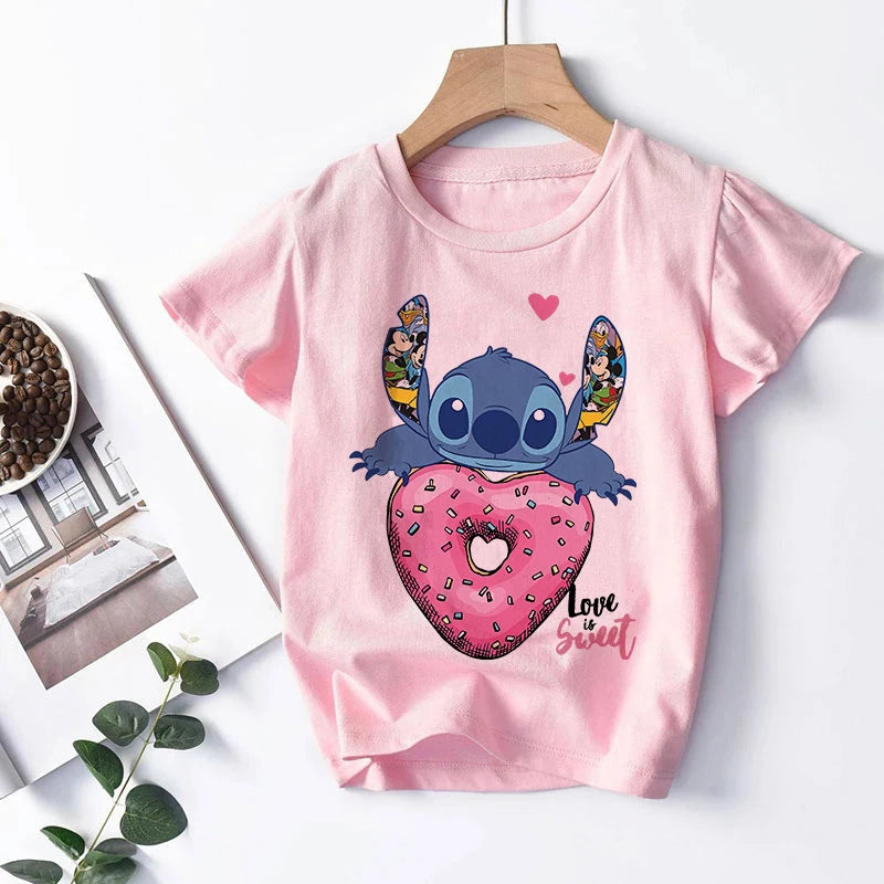 NEW in Kawaii 90s Lilo Stitch Cartoon T Shirt Children Kids