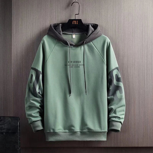 Male Clothes Hooded Green Loose Sweatshirt for Men Hoodies